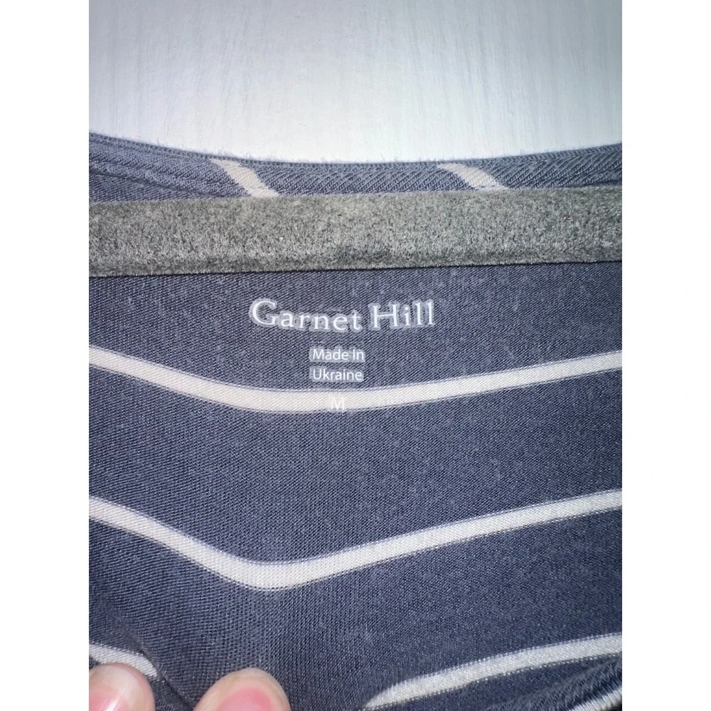 Garnet Hill Navy White Striped Flutter Sleeve Tencel Dress Medium